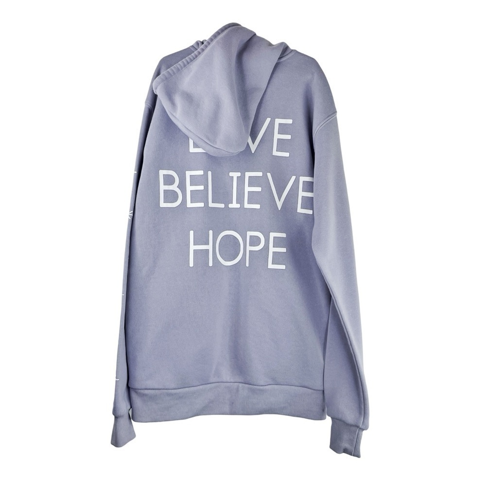 VIVRE LA VIE Women’s Lavender Zip Hoodie w Positive Message and Stars on Arm XS - Picture 2 of 7